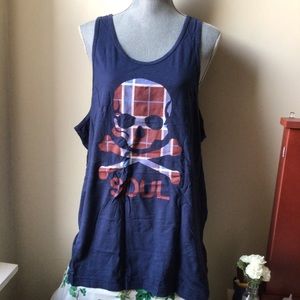 Soulcycle tank with skull and cross bones
